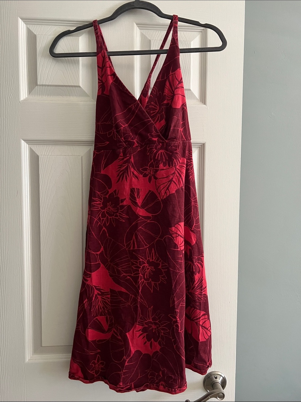 Patagonia Red and Burgundy Floral Midi Dress